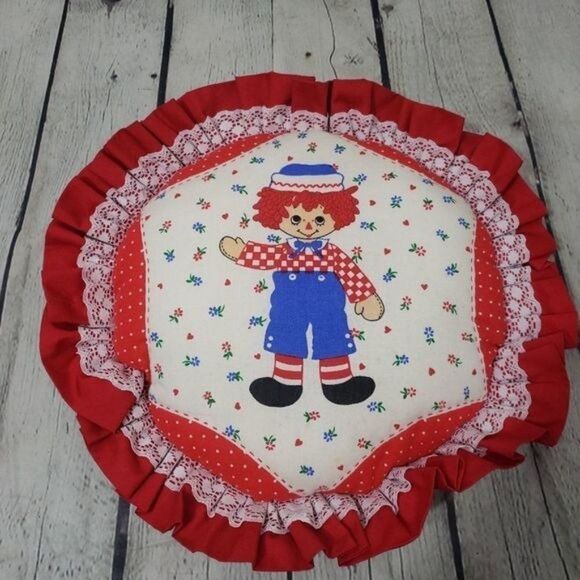 Vintage Raggedy Ann and Andy Throw Pillow - Picture 1 of 9